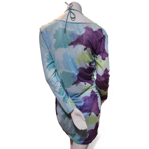 Multicolor triangle Itty bitty string bikini cheeky purple blue green L cover-up - Picture 5 of 7